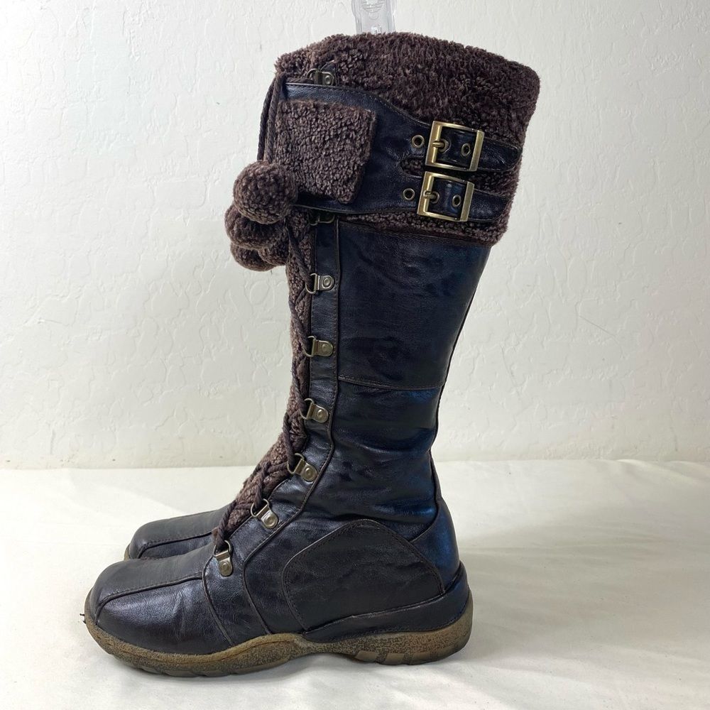 Bucco 7 warm winter boots brown zip and lace up